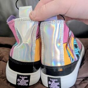 Colorful High-Top Sneakers with Holographic Detail